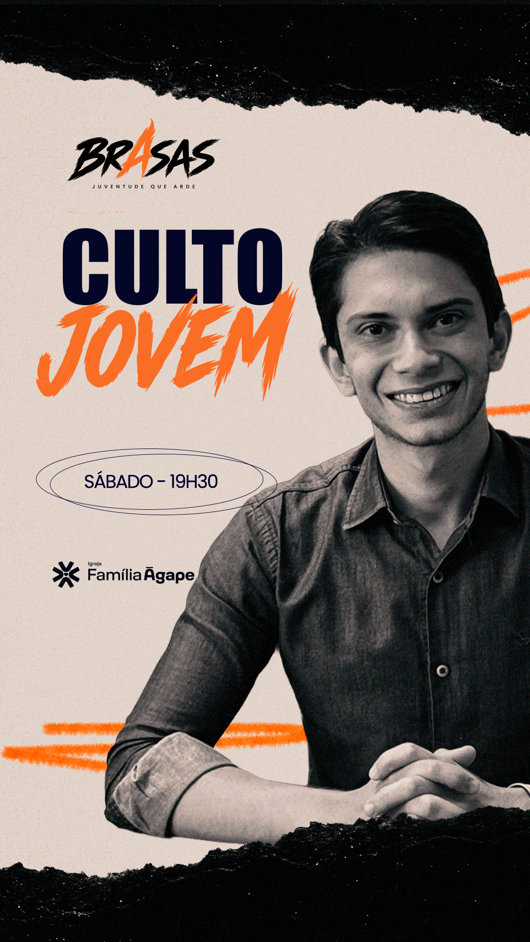 Versão vertical de stories para o Culto Jovem